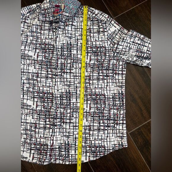 Robert Graham Kirkley Classic Fit Shirt 2XL Abstract Grid Pattern Flip Cuffs - Picture 13 of 16